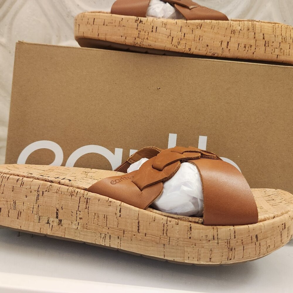 EARTH Leather "Scottie" Sandals. Dark Natural. NIB. Size Various